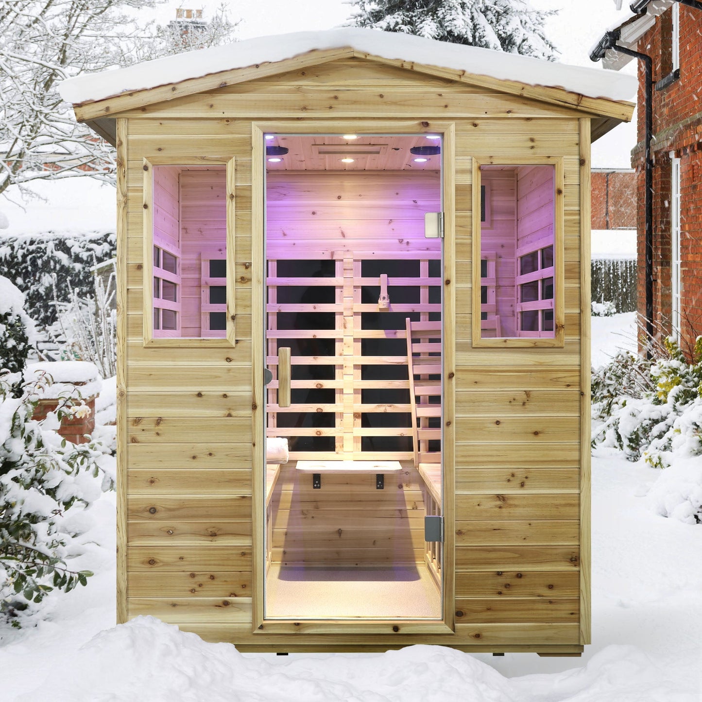 Four Person Far-Infrared Old Fir Outdoor Sauna Room