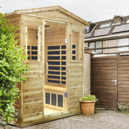 Four Person Far-Infrared Old Fir Outdoor Sauna Room