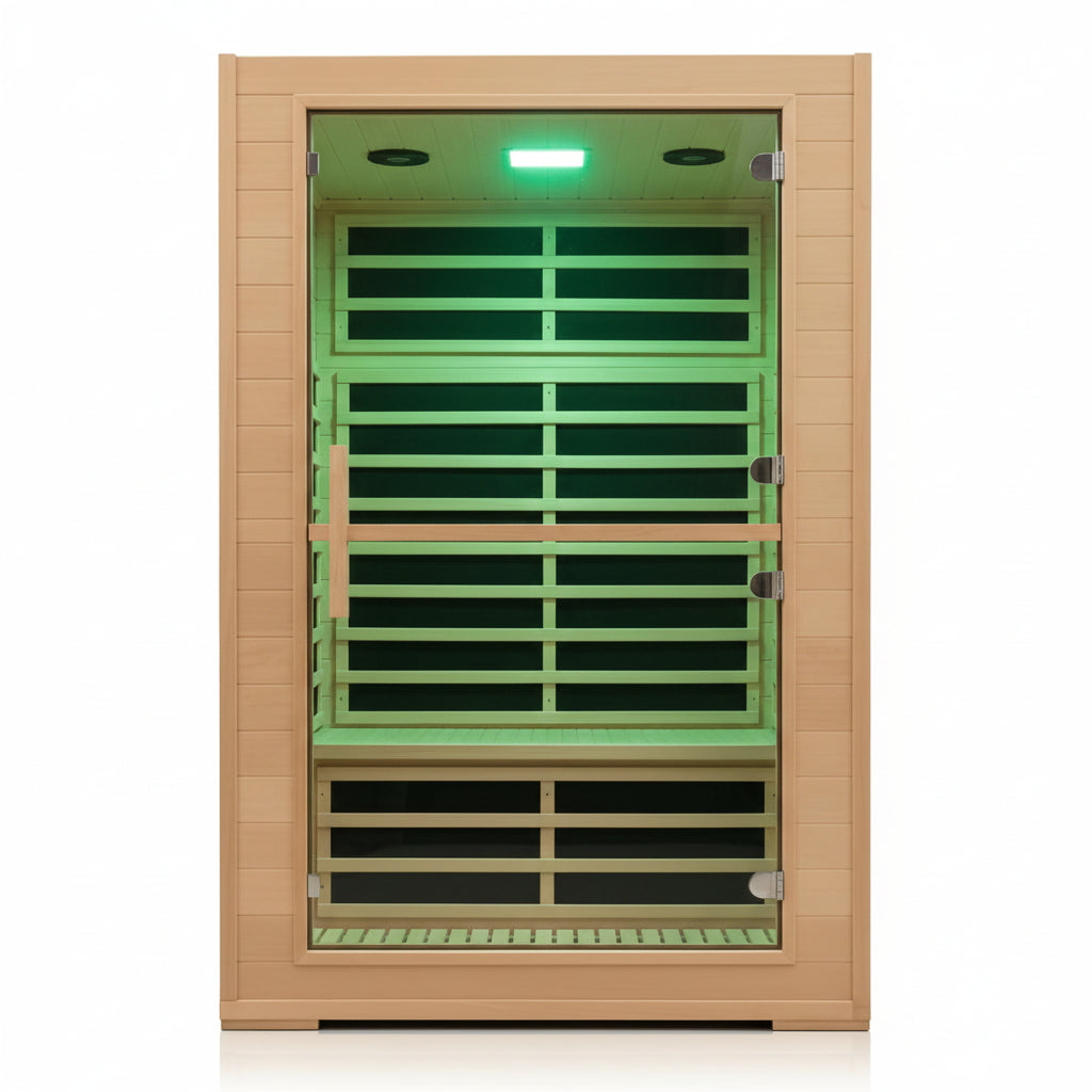 2 Person Far Infrared Sauna with Smart APP Control, 2000W Low EMF Wooden Infrared Sauna Room for Home, 8 Carbon Mica Heating Panels Wellness Sauna, Canadian Hemlock Indoor Spa for Home Relaxation