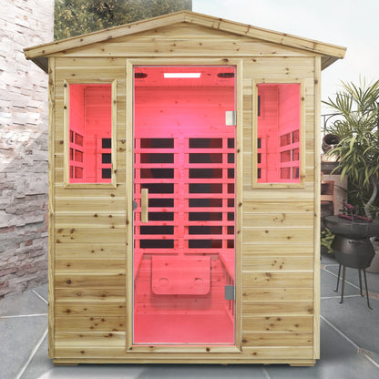Four Person Far-Infrared Old Fir Outdoor Sauna Room