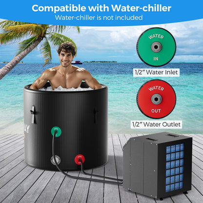 79 Gal Water Chiller Compatible Cold Plunge Tub with Cover-Black