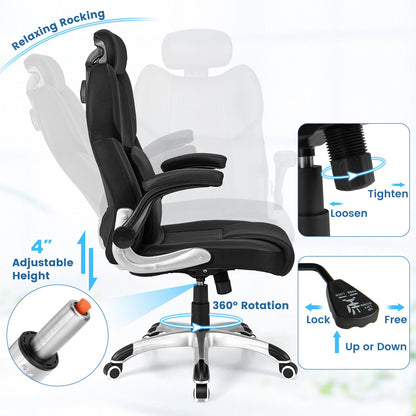 Kneading Massage Office Chair with Adjustable Headrest-Black