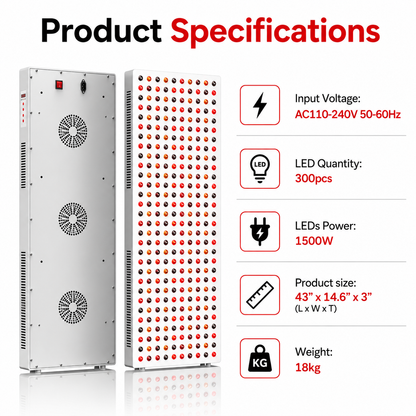 Red Light Therapy  & Near Infrared Light Therapy Panel, Full Body, 1500W