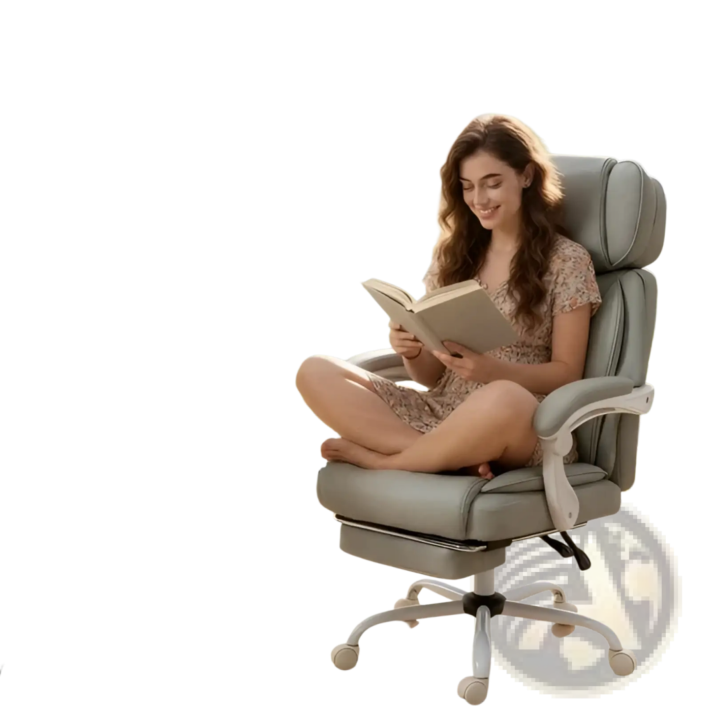 Massage Office Chair with Heat and Retractable Footrest