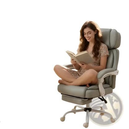 Massage Office Chair with Heat and Retractable Footrest