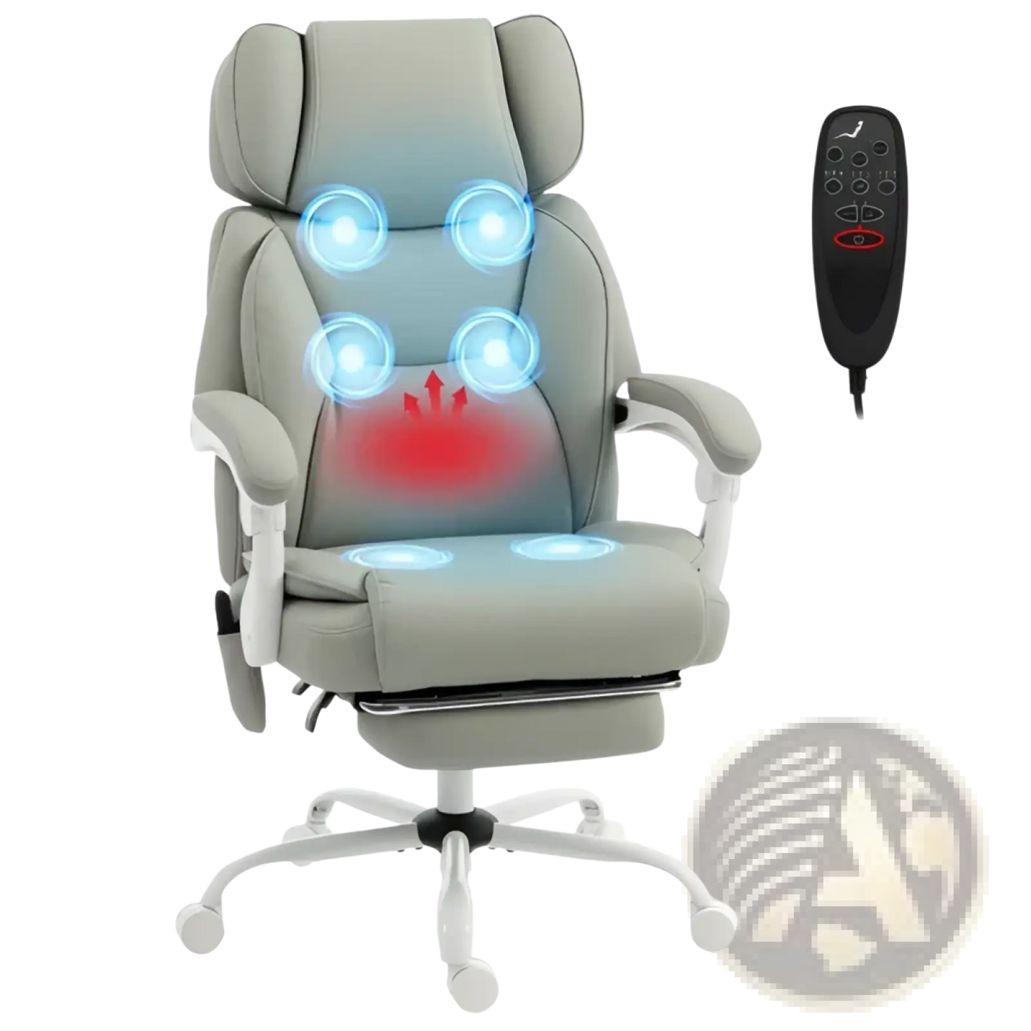 Massage Office Chair with Heat and Retractable Footrest